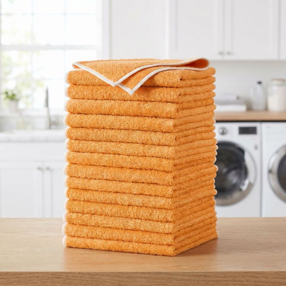 12 Pack Microfiber Absorbent Repeatable Dish Wash Cloths 7" x 9" Orange